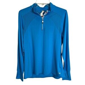 Bolle Women's Activewear Tech LS Golf Polo Shirt w Thumb Holes  Size L  Blue